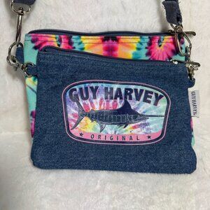 Guy Harvey Tie-Dye double Crossbody Bags 2 in one design denim tie-dye